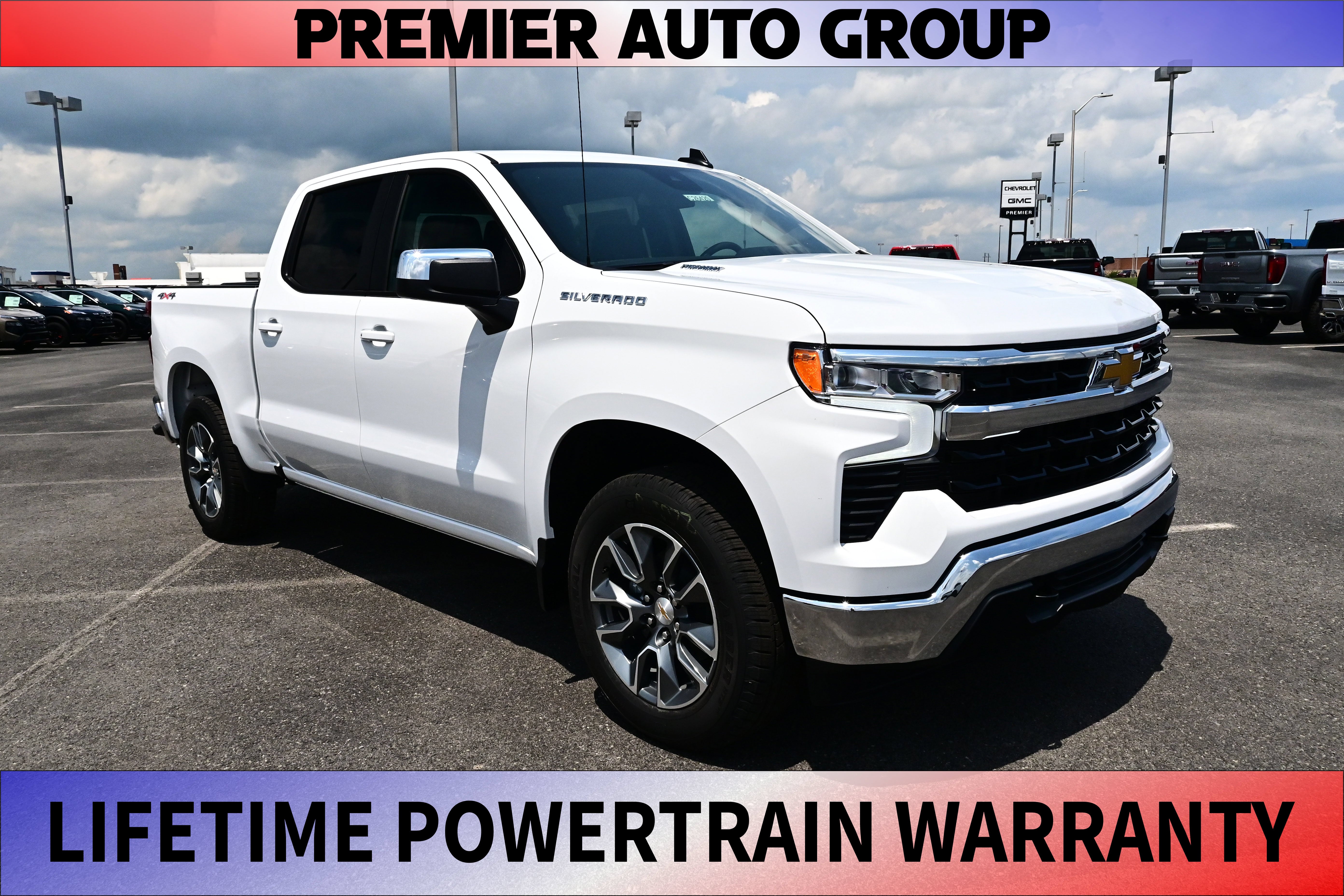 2026 Chevrolet Silverado 1500 LT (2FL) in Summit White — front three-quarter view