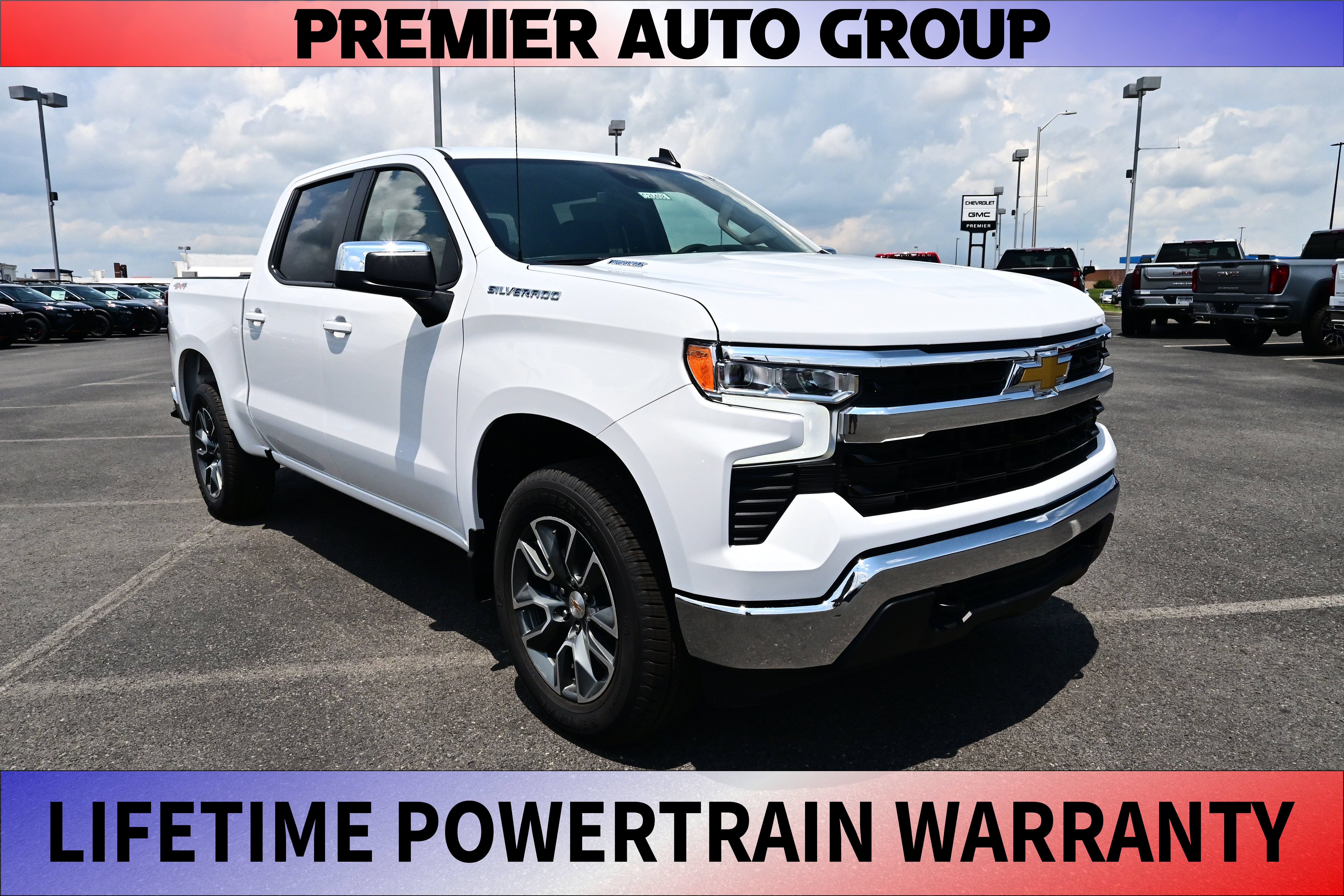 2026 Chevrolet Silverado 1500 LT (2FL) in Summit White — front three-quarter view