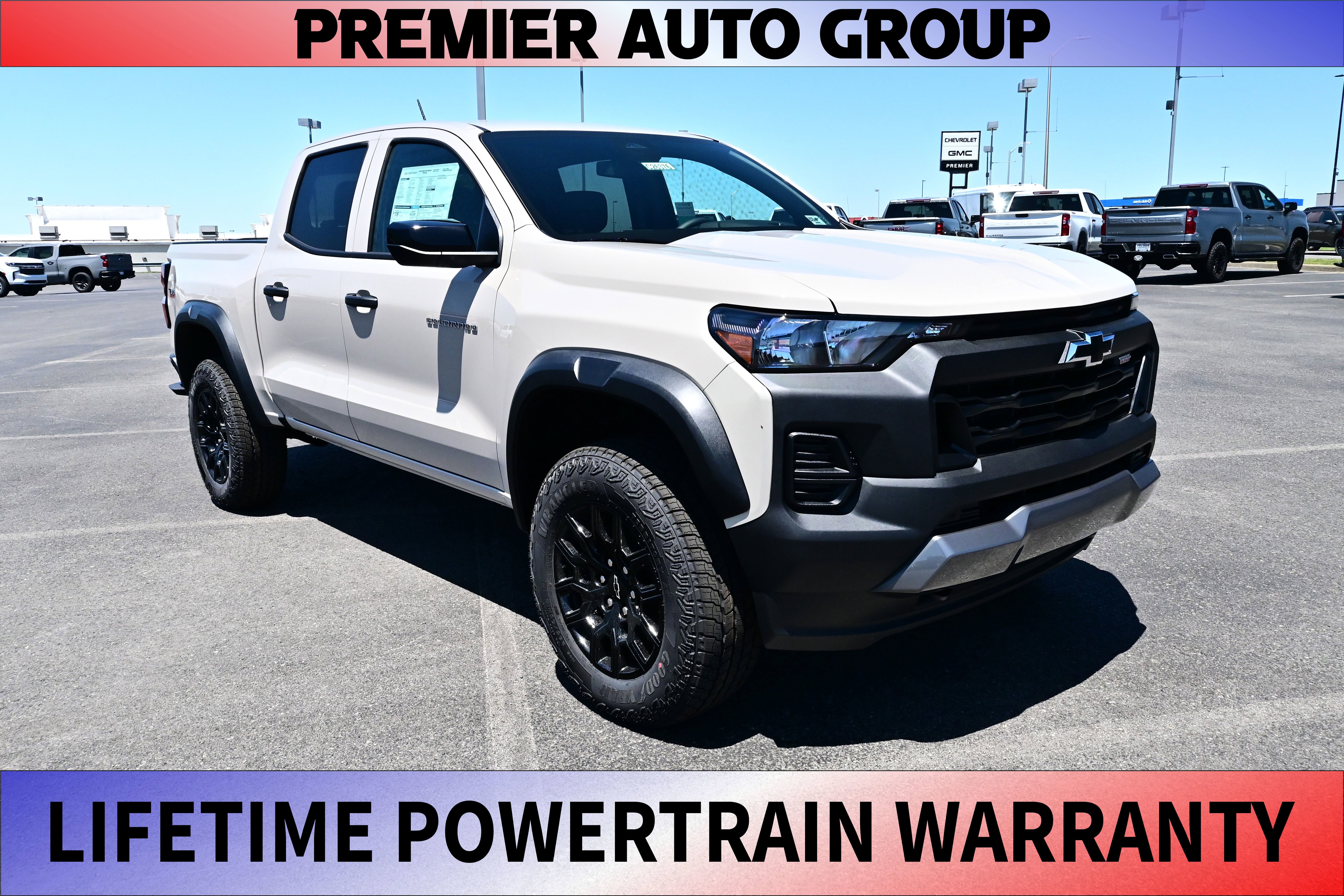 2026 Chevrolet Colorado Trail Boss in White Sands — front three-quarter view