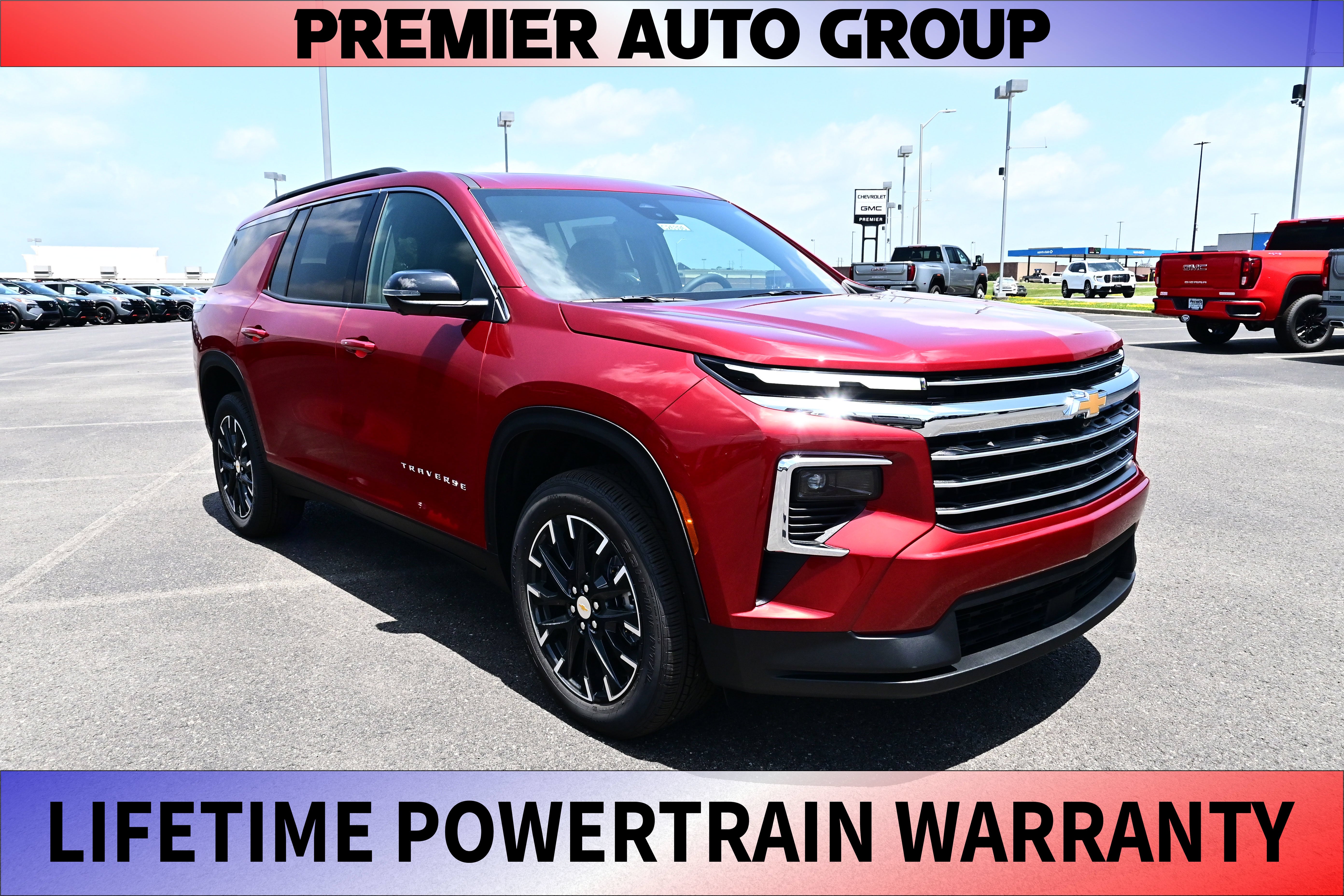 2026 Chevrolet Traverse LT in Radiant Red Tintcoat — front three-quarter view