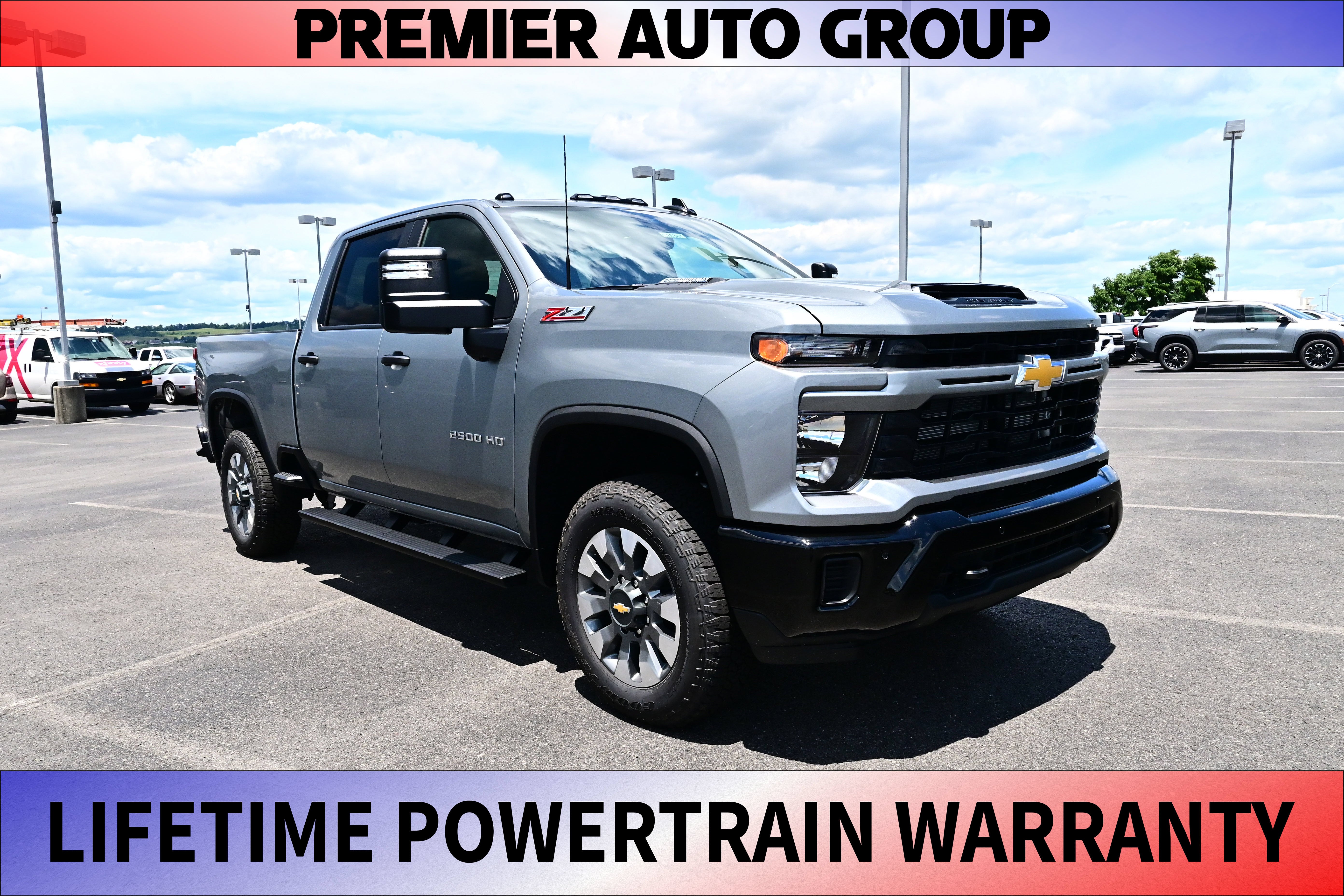 2026 Chevrolet Silverado 2500 HD Custom in Sterling Gray Metallic — front three-quarter view