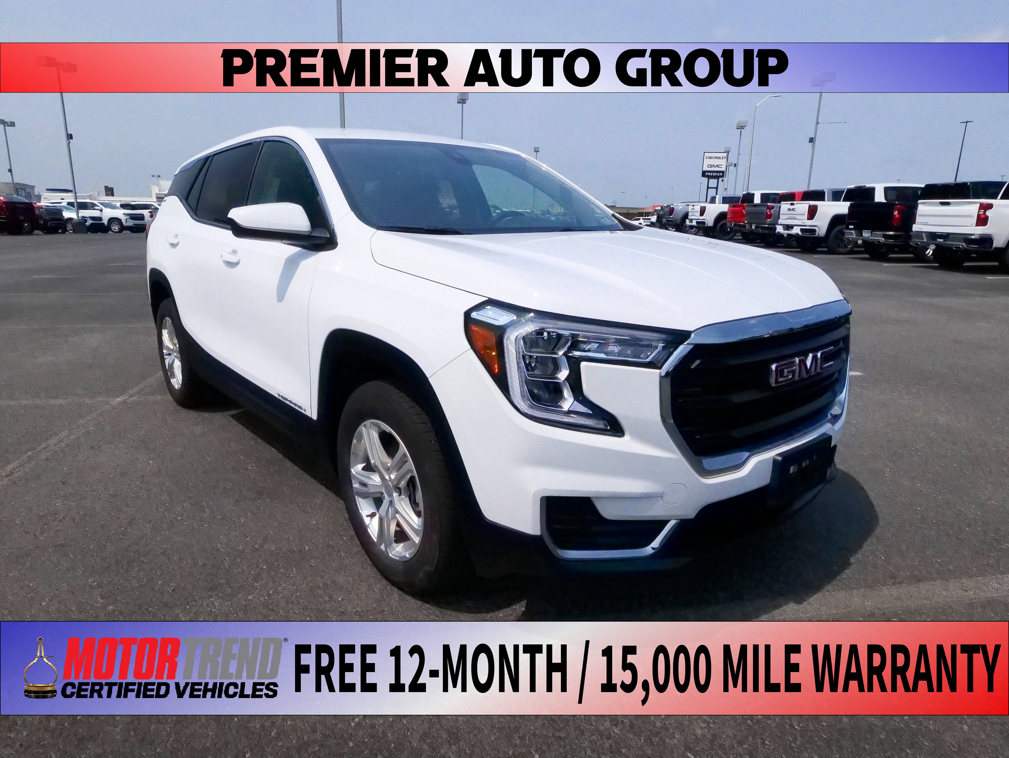 2024 GMC Terrain SLE in Summit White — front three-quarter view