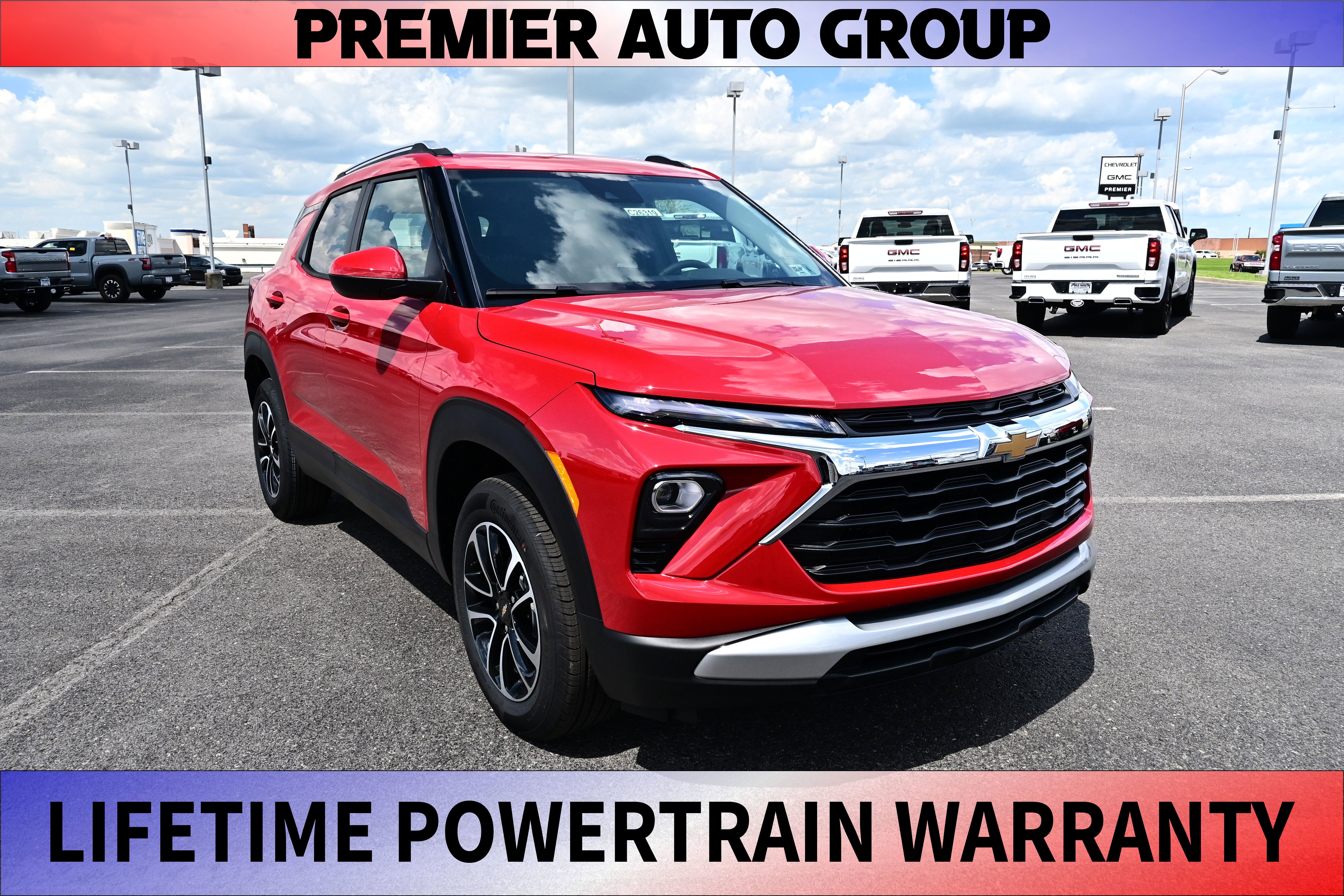2026 Chevrolet Trailblazer LT in Apex Red — front three-quarter view